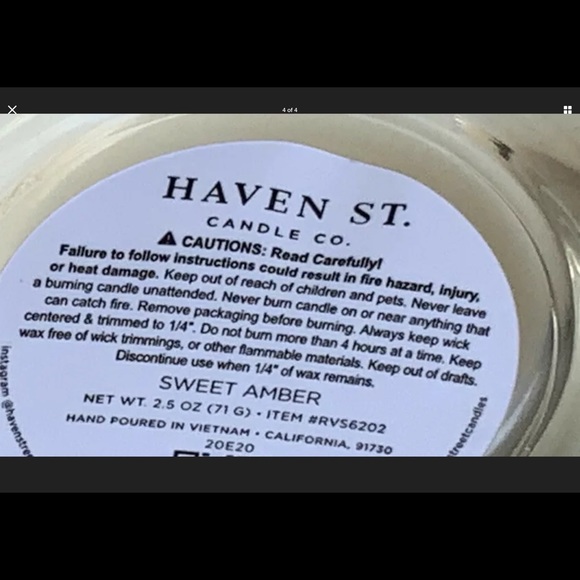 HAVEN STREET CANDLE PRAY SWEET AMBER SCENTED (4) NEW - Picture 3 of 4